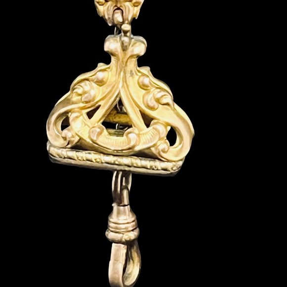 Antique Lion Watch FOB With Pink And Clear Rhinestones (4667) - Picture 4 of 7